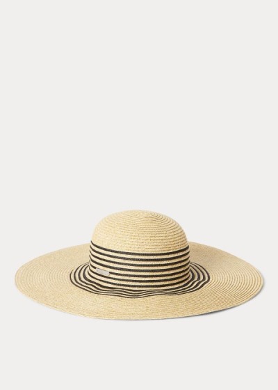 Sombreros Ralph Lauren Mujer Beige / Negros - Striped Paper Sun - ASCPZ2971